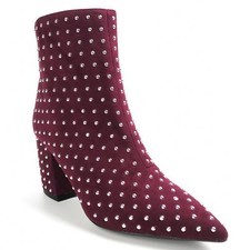 Naomi Studded Burgundy Ankle Booties