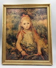 Cadre vintage Petite fille à la gerbe d’après Renoir – Reproduction ancienne...