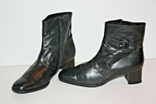 JEAN THIOT Bottines Petits Talons Tout Cuir Lisse Noir T 41.5 TBE