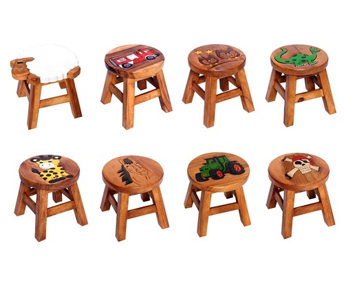 Tabouret bois motif animal - bois,