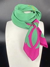 Foulard en soie 87 cm Must de Cartier vert et fuchsia vintage made in France