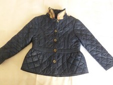 VESTE PARKA MATELASSEE MARINE MARQUE BURBERRY GARNITURE  TARTAN CAMEL T 3 ANS