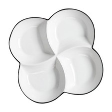  Assiette compartimentée en céramique : plateau repas blanc à 4 compartiments