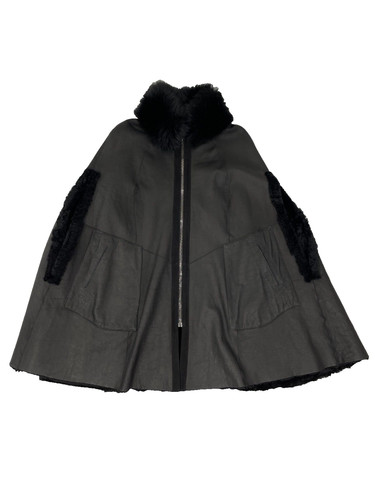 Poncho cuir noir - poncho,