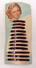 Lot 12 peignes anciens - Barettes en celluloid sur plaquette d'origine 1930-40's