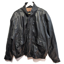 🖤 ARCHITECT Blouson Cuir Véritable Noir Bomber AVIATEUR Doublé Taille L |40c