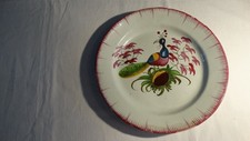 ASSIETTE RARE FAIENCE DES ISLETTES OU LUNEVILLE PAON OISEAU