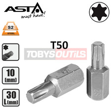 Embout T50 TORX T-50 entrainement 10 mm 3/8" Acier S2 HAUTE QUALITÉ ASTA