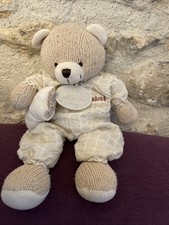 DOUDOU OURS BEIGE LAINE AVEC