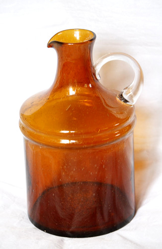 Vase cruche verre bullé ambre