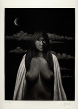 ❤️ 1983 M. Mathonnat Estampe originale eau forte curiosa femme signé numéroté