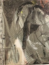 Très Belle Peinture Aquarelle Jean Bertholle Femme Nue Nu Art 1980 Post Cubisme