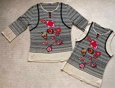 NEUF ! TWIN-SET TOP PULL ALDO MARTIN'S TYPE DESIGUAL T38 MARINIÈRE NOIR/BEIGE