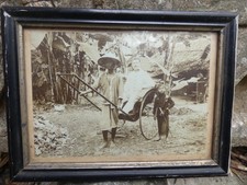 Indochine Colonie pousse pousse Photo ancienne Officier Militaria Enfant