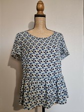 MAGNIFIQUE BLOUSE TON BLEU IMPRIMÉE STYLE LIBERTY DECOLLETÉ DOS 
