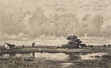 Jules Dupre Paysage Barbizon pointe sèche de Charles Pinet vers 1910