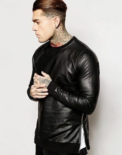 Veste sweat shirt cuir noir - veste, en