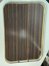 Grand Plateau De Service Vintage En Formica Et Laiton Doré Ajouré Année 1950/60