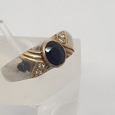 ancienne Bague en argent sertie d'une pierre central et petits zircon taille 56