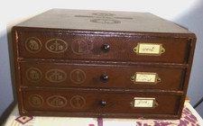 Thiriez & Cartier Bresson. Ancien meuble casier de mercerie 3 tiroirs Couture
