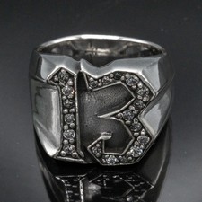 Lucky 13 Bague .925 Argent Zircone (Lab-Created) Gothique Biker Beaucoup Tailles