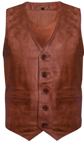 Gilet cuir tan doux pour - gilet,