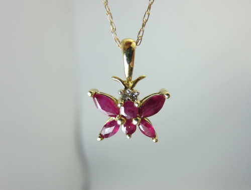 Pendentif papillon jaune - or,