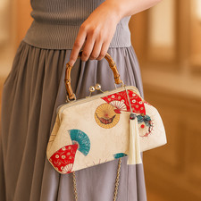 Sac à Main Femme Luxe Bambou Vintage – Pochette Soirée Élégante Chic Cadeau