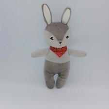 Doudou lapin gris foulard