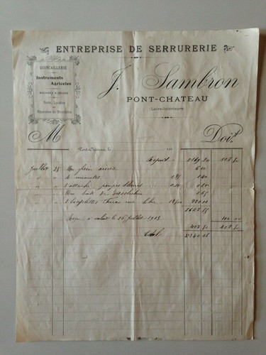 Ancienne facture entreprise - facture, de