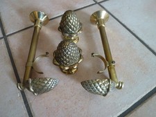 2 Embout forme pomme de pin pour barre tringle à rideau Bronze Laiton doré 400 g