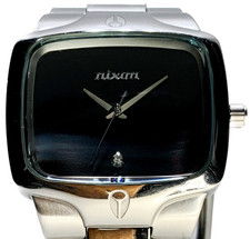 Nixon The Player OG Logo SILVER/BLACK Vintage SS Watch - Large 7.8"/20cm Wrist