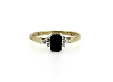 Onyx 0.50ct. & Diamant 0.10ct. or Jaune 9ct. Serti Bague Taille N 1/2 USA 7