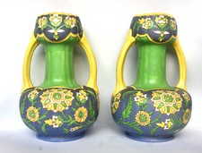 RARE ET BELLE PAIRE DE VASES ROUEN SIGNEE PARFAIT ETAT FIN XIXème