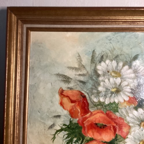 Huile bouquet coquelicot - huile,