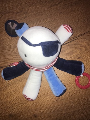 Doudou hochet pieuvre - pieuvre, bleue