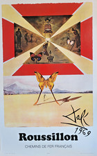 SALVADOR DALI - AFFICHE ORIGINALE - SNCF - ROUSSILLON - 1969 - RARE