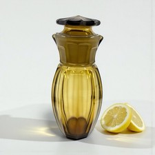 Shaker Art Déco Cristal Ambre Taillé À Côtes Plates 2 Becs  Excellent Etat