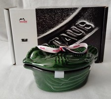 Staub Cast Iron Mini Chicken 11cm Cocotte Poussin! Basil Green Unused w/Box JP