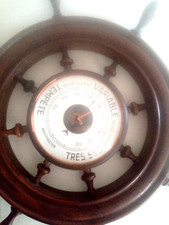 Gouvernail de bateau de bateau en bois avec baromètre couleur marron 