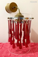 Lustre lampe suspension pampilles rouges années 80 - Voir descriptif