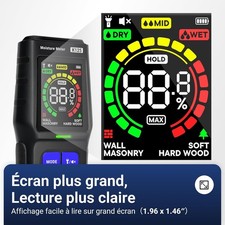 Testeur d'Humidité Sans Contact pour Murs, Bois et Cloison Sèche, Kenmic