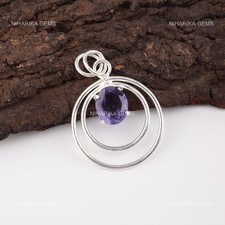 Ovale Iolite Gemme 925 Argent