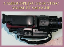 CAMESCOPE JVC GR-60 VHS-C + VALISE ET SACOCHE + 2 BATTERIES 1989