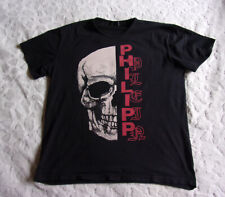 VINTAGE -T. SHIRT- PHILIPP PLEIN - TETE DE MORT NOIR BLANC ET ROUGE AVEC BADGE -