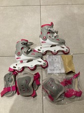 set de rollers évolutifs rose/gris pointure 30/33 OXIBULL + 8 protections