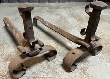 Paire de Chenets Ancien Fer Forgé XIXeme Art Populaire Chenet