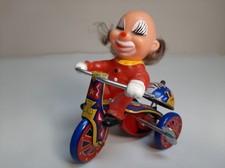 Ancien jouet Tricycle mécanique " CLOWN " - Tôle lithographiée - MTU