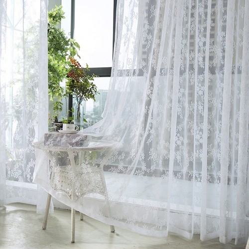 Tulle blanc rideaux - blanc,
