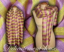 Etole en SOIE Sauvage à rayures coloris jaune et violet - GSSA-4